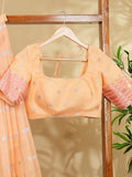 Classy light peach chanderi lehenga set with self-blouse and elegant border |Ready to wear