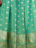 Classy banaras lehenga set in lux green featuring rich weaves with fine zari border | Ready to wear