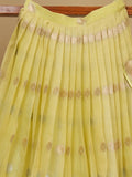 Classy light yellow chanderi lehenga set with self-blouse and elegant border |Ready to wear