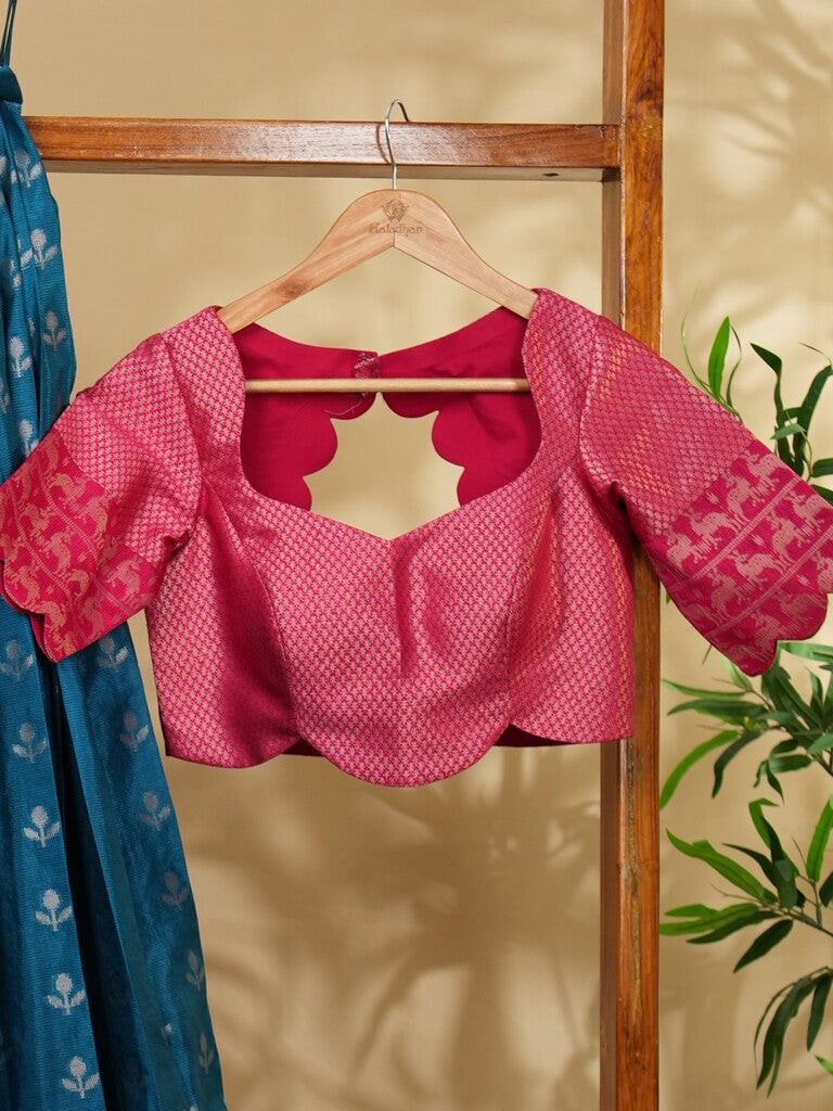 Classy raw mango silk lehenga set in peacock blue with allover zari motifs with fine zari border | Ready to wear