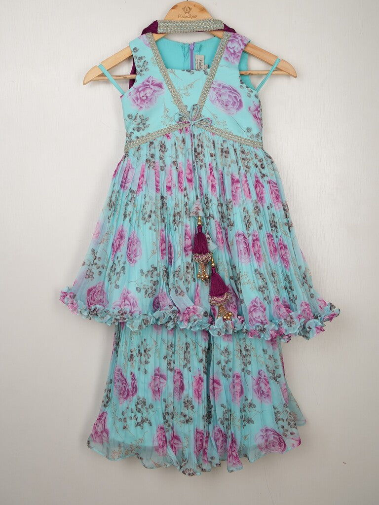 Organza floral sharara dress for kids | Pretty party & festive outfit