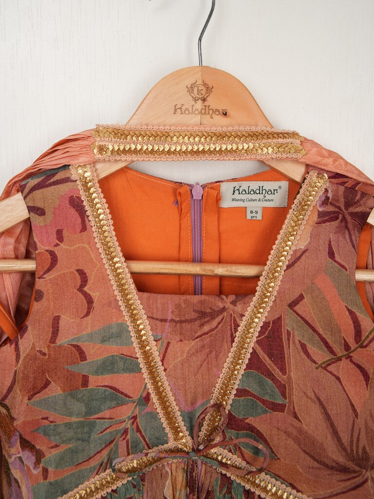 Dola tissue peach color floral sharara dress for kids | Pretty party & festive outfit