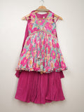 Pretty pink crape floral sharara set for kids | Pretty party & festive outfit