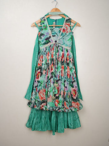 Chinnon green floral sharara set for kids | Pretty party & festive outfit