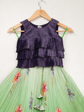 Organza green designer crop top lehenga for girls | Made for little twirls