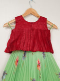 Organza green designer crop top lehenga for girls | Made for little twirls