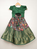 Banaras green printed croptop lehenga for kids | Made for little twirls