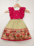 Banaras cream color croptop lehenga for kids | Made for little twirls