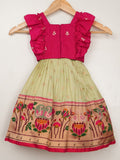 Banaras cream color croptop lehenga for kids | Made for little twirls
