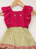 Banaras cream color croptop lehenga for kids | Made for little twirls