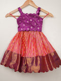 Kanchi pattu pink color traditional kids lehenga set | Made for little twirls