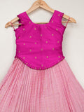 Kanchi pattu pink color traditional kids lehenga set | Made for little twirls