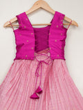 Kanchi pattu pink color traditional kids lehenga set | Made for little twirls