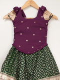Banaras green color croptop lehenga for kids | Made for little twirls