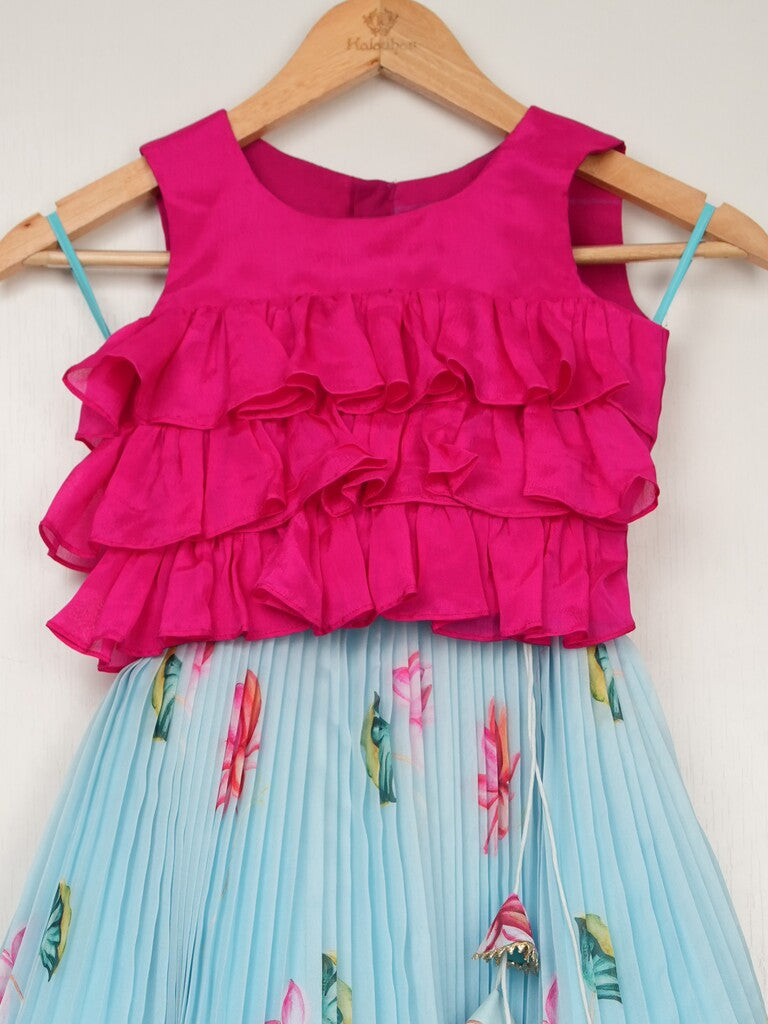 Organza designer crop top lehenga for girls | Made for little twirls