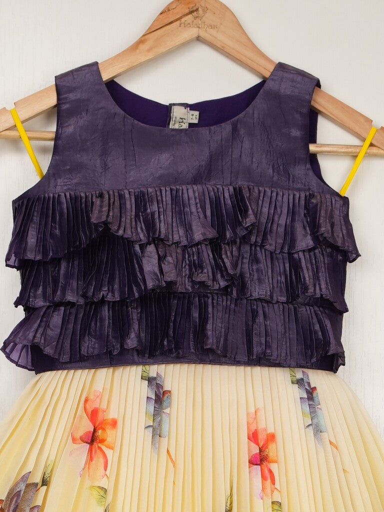 Organza designer crop top lehenga for girls | Made for little twirls