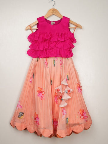 Organza designer crop top lehenga for girls | Made for little twirls