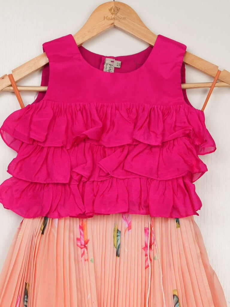 Organza designer crop top lehenga for girls | Made for little twirls