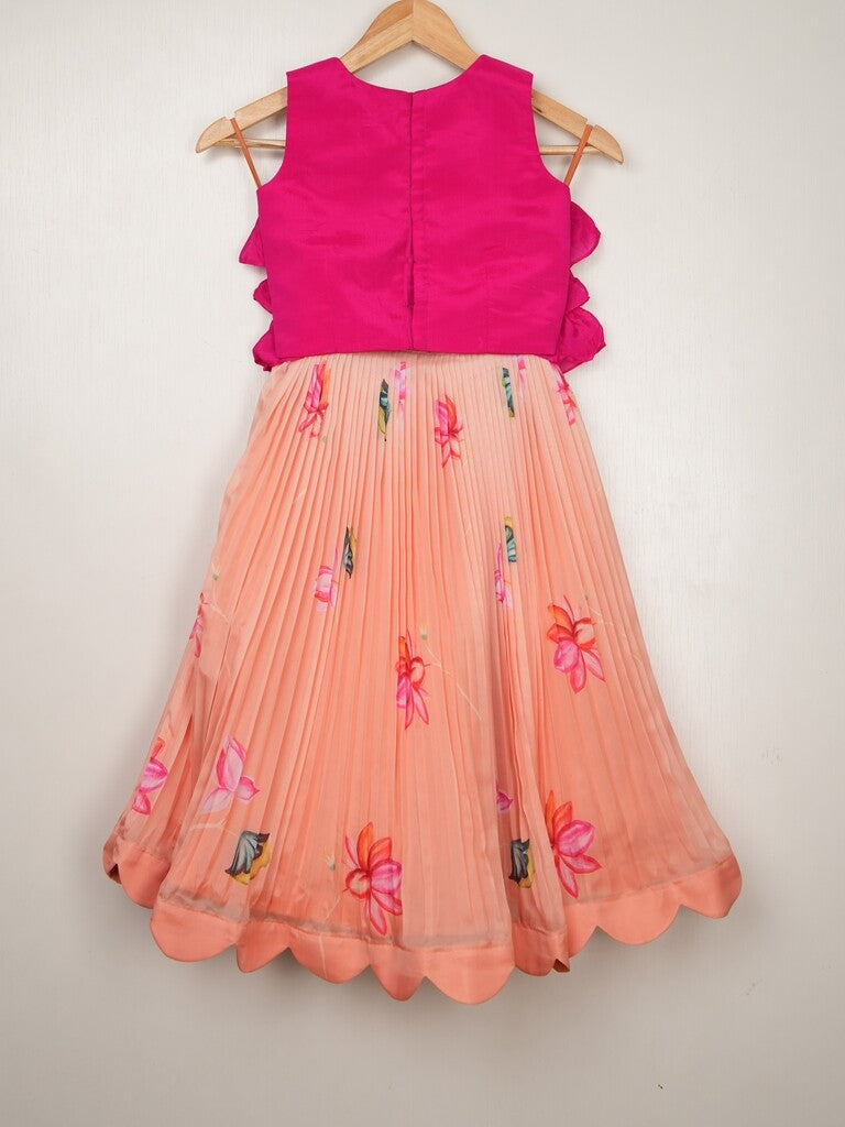 Organza designer crop top lehenga for girls | Made for little twirls