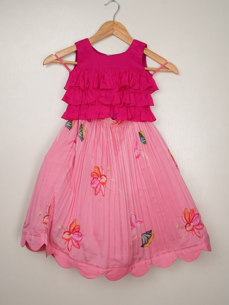 Organza designer crop top lehenga for girls | Made for little twirls