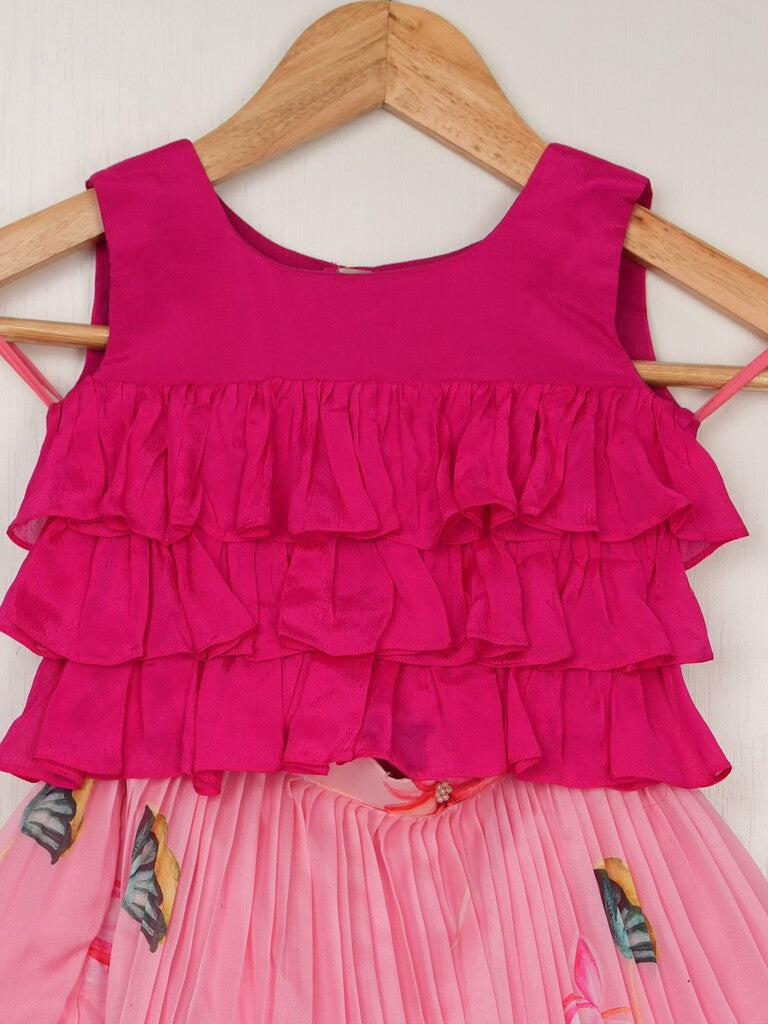 Organza designer crop top lehenga for girls | Made for little twirls