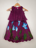 Organza wine designer crop top lehenga for girls | Made for little twirls