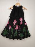 Organza black designer crop top lehenga for girls | Made for little twirls