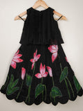 Organza black designer crop top lehenga for girls | Made for little twirls