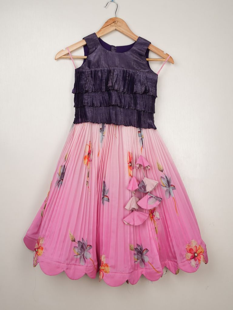 Organza black designer crop top lehenga for girls | Made for little twirls