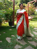 Light weight kanchi pattu saree for women | red | allover zari motifs | festive wear