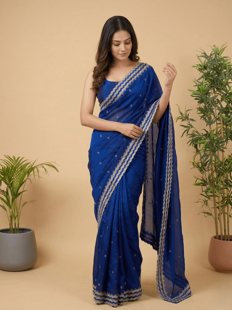 Rocket saree Soft organza saree in blue color