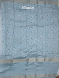 Munga fancy floral printed saree with big border and attached blouse