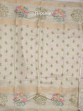 Munga fancy floral printed saree with big border and attached blouse
