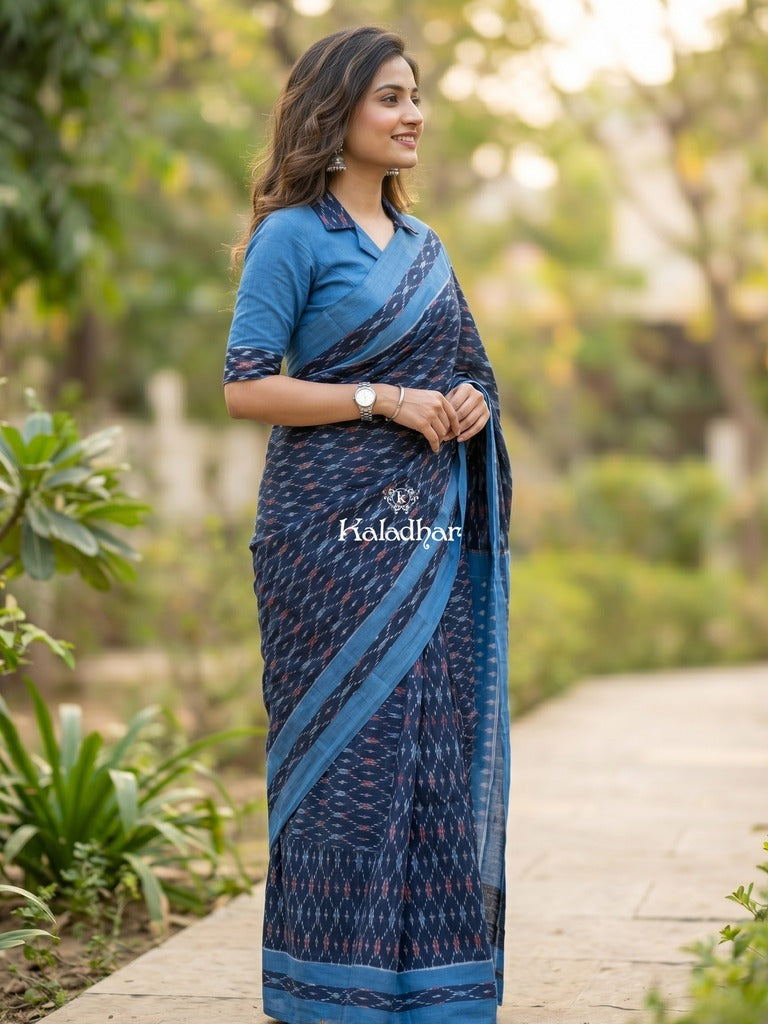 Ikkath cotton sarees with contrast border and contrast pallu
