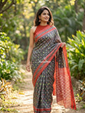 Ikkath cotton sarees with contrast border and contrast pallu