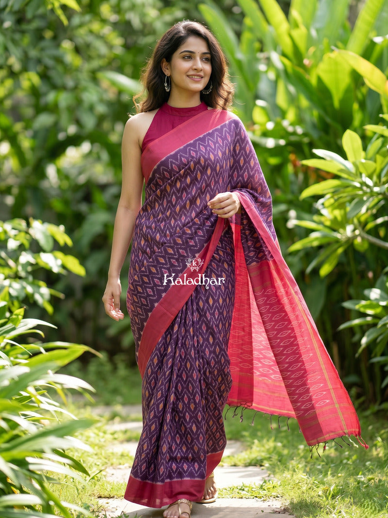 Ikkath cotton sarees with contrast border and contrast pallu