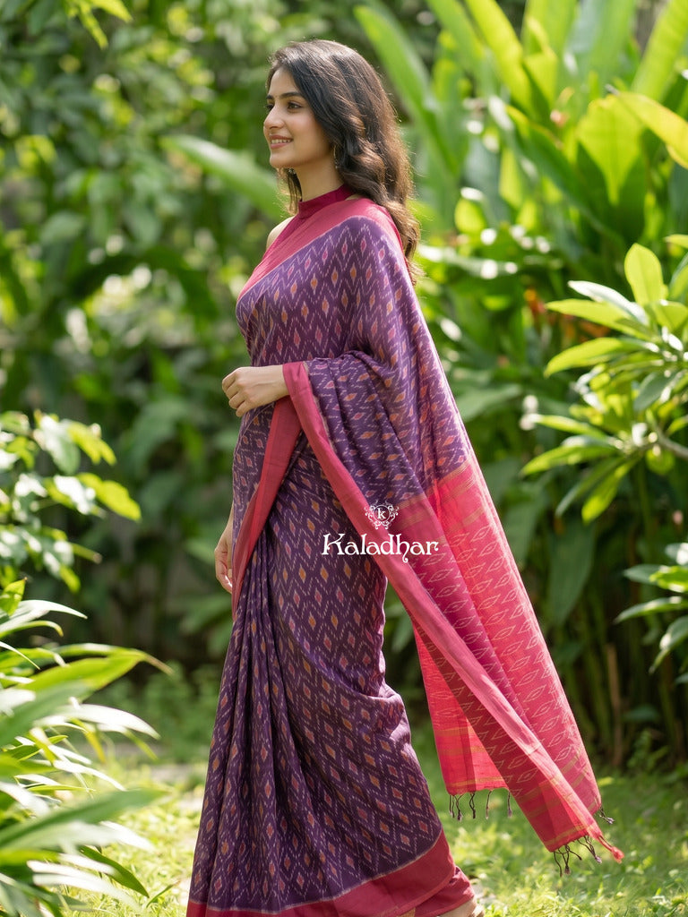 Ikkath cotton sarees with contrast border and contrast pallu