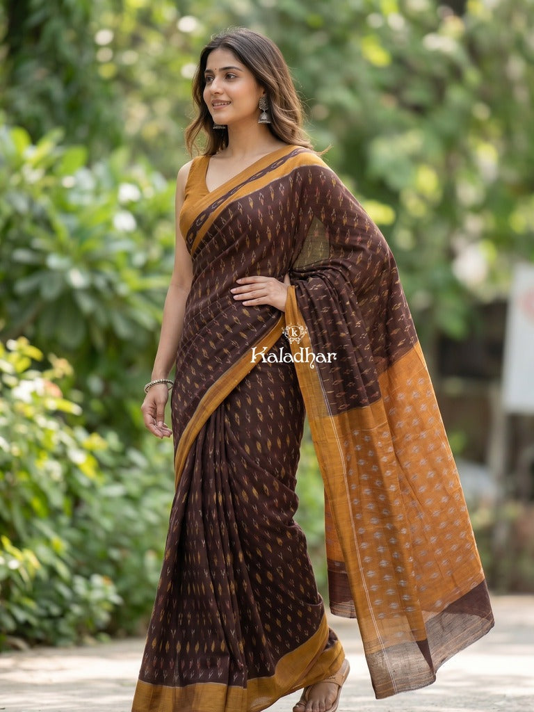 Ikkath cotton sarees with contrast border and contrast pallu