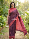 Ikkath cotton sarees with contrast border and contrast pallu