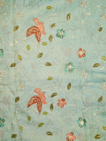 FABRIC ONLY Light blue color dola silk fabric with allover embroidery - per meter