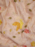 FABRIC ONLY Baby pink color dola silk fabric with allover embroidery - per meter
