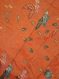 FABRIC ONLY Orange color dola silk fabric with allover embroidery - per meter