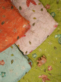 FABRIC ONLY Parrot green color dola silk fabric with allover embroidery - per meter