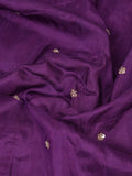 FABRIC ONLY Violet color dola silk fabric with allover embroidery - per meter