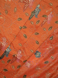FABRIC ONLY Orange color dola silk fabric with allover embroidery - per meter