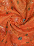 FABRIC ONLY Orange color dola silk fabric with allover embroidery - per meter