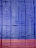 Silk kota fancy saree royal blue color allover zari motifs & zari border with contrast pallu and attached plain blouse
