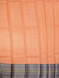 Silk kota fancy saree orange color allover zari motifs & zari border with contrast pallu and attached plain blouse