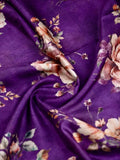 Tussar fancy saree violet color allover digital prints & zari border with printed pallu and printed blouse