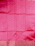 Banaras fancy saree baby pink color allover zari motifs & zari border with rich pallu and plain contrast blouse